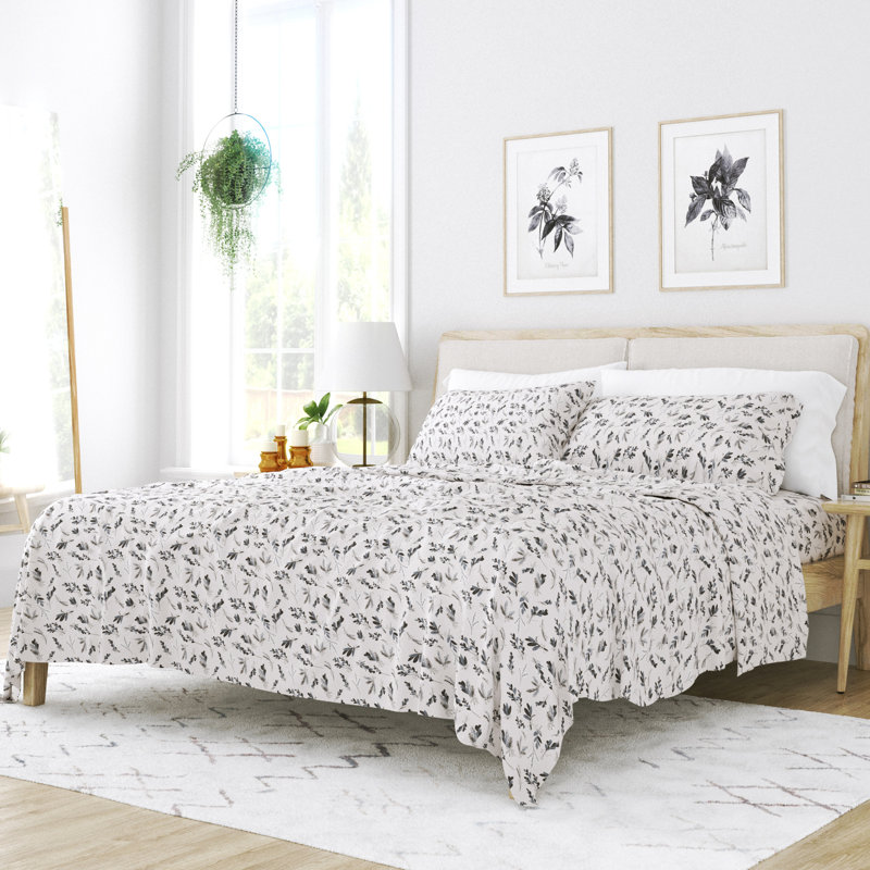 Birch Lane™ Riesel Cozy Cotton Flannel Sheet Set Rose Bunch & Reviews